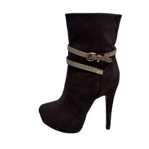 Italina  tall faux suede boots. 5” heel 1” platform SSN 6617 size 9 side zip